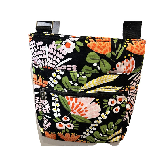 Thirty-One Black And Orange Floral Double Adjustable Handle Front Pocket bag - Picture 1 of 10